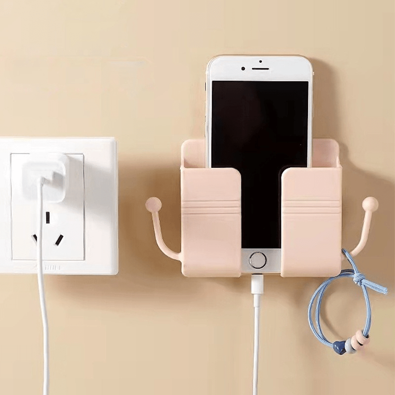 1pc Easy Install Wall-mounted Phone Holder - Space-Saving Organizer & Charging Station with Secure Grip for Remote Controls, Multifunctional Hook