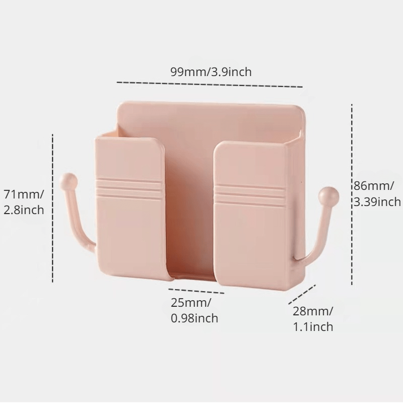 1pc Easy Install Wall-mounted Phone Holder - Space-Saving Organizer & Charging Station with Secure Grip for Remote Controls, Multifunctional Hook