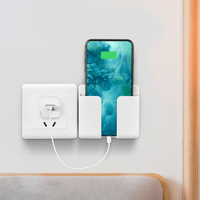 1pc Easy Install Wall-mounted Phone Holder - Space-Saving Organizer & Charging Station with Secure Grip for Remote Controls, Multifunctional Hook