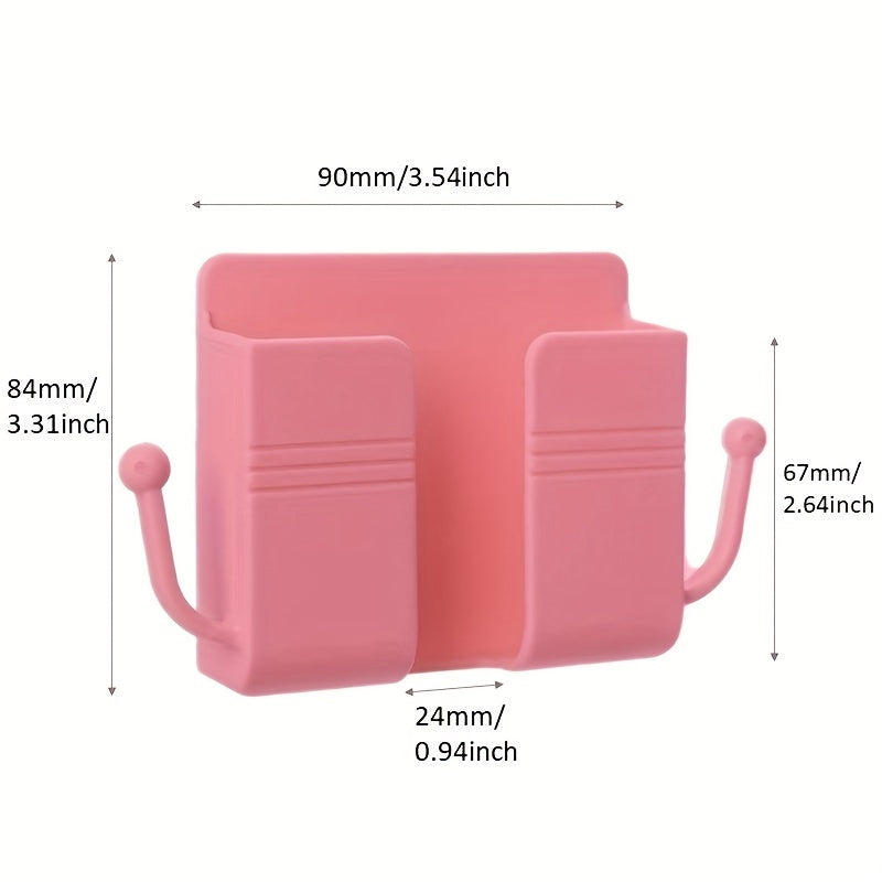 1pc Easy Install Wall-mounted Phone Holder - Space-Saving Organizer & Charging Station with Secure Grip for Remote Controls, Multifunctional Hook