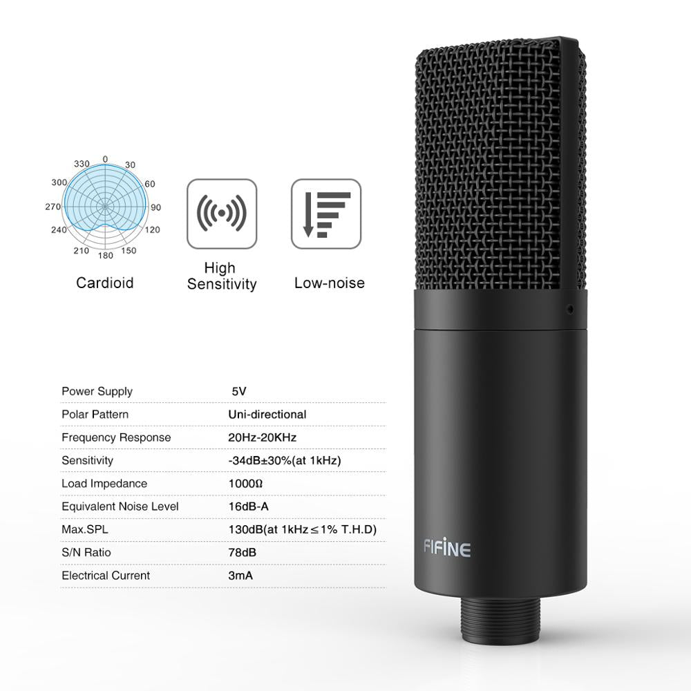 USB PC Condenser Microphone with Adjustable desktop mic arm shock mount for Studio Recording Vocals Voice, Vlog, Audio