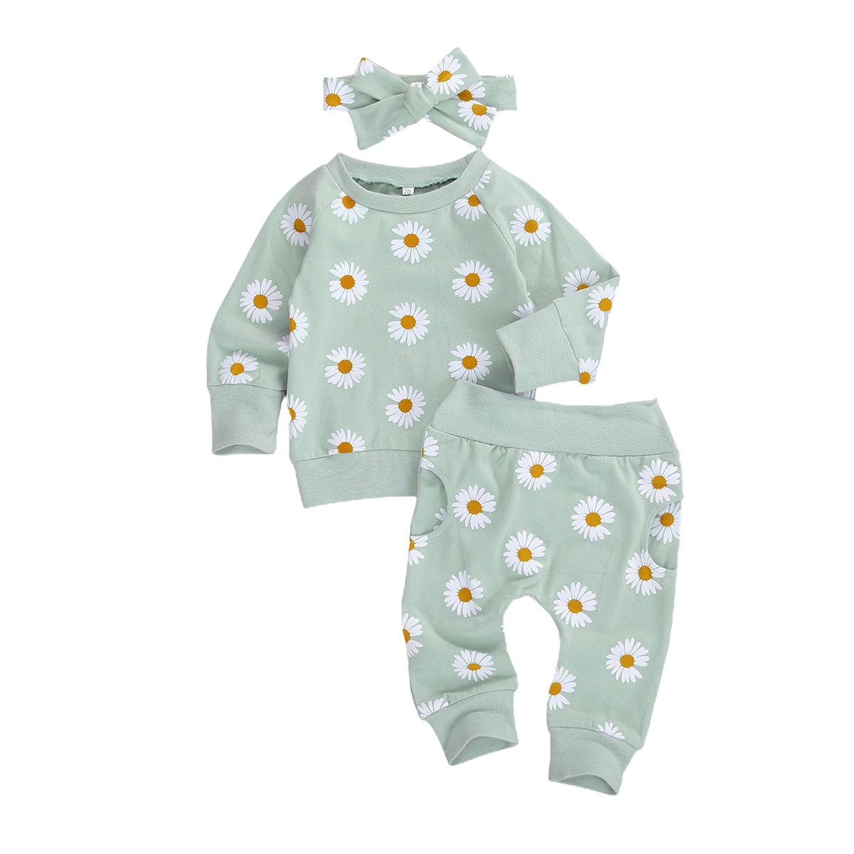0-24M Toddler Newborn Infant Baby Girl Autumn Clothing Set Daisy Printed Cotton Top Long pants 2Pcs Outfits 3Colors
