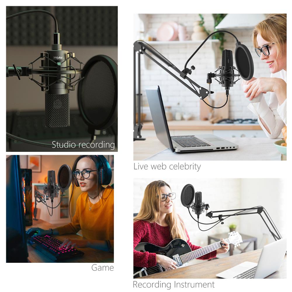 USB PC Condenser Microphone with Adjustable desktop mic arm shock mount for Studio Recording Vocals Voice, Vlog, Audio