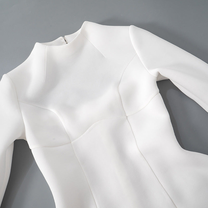 Mini Dress Elegant Solid Long Sleeve Slim A-line Dress Sexy Backless Evening Birthday Party Dress
