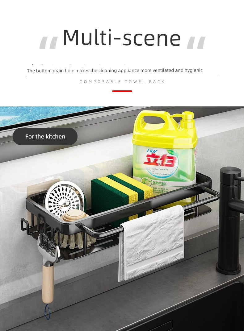 Punch-Free Storage Rack Wall-Mounted Tool for Kitchen Bathroom storage