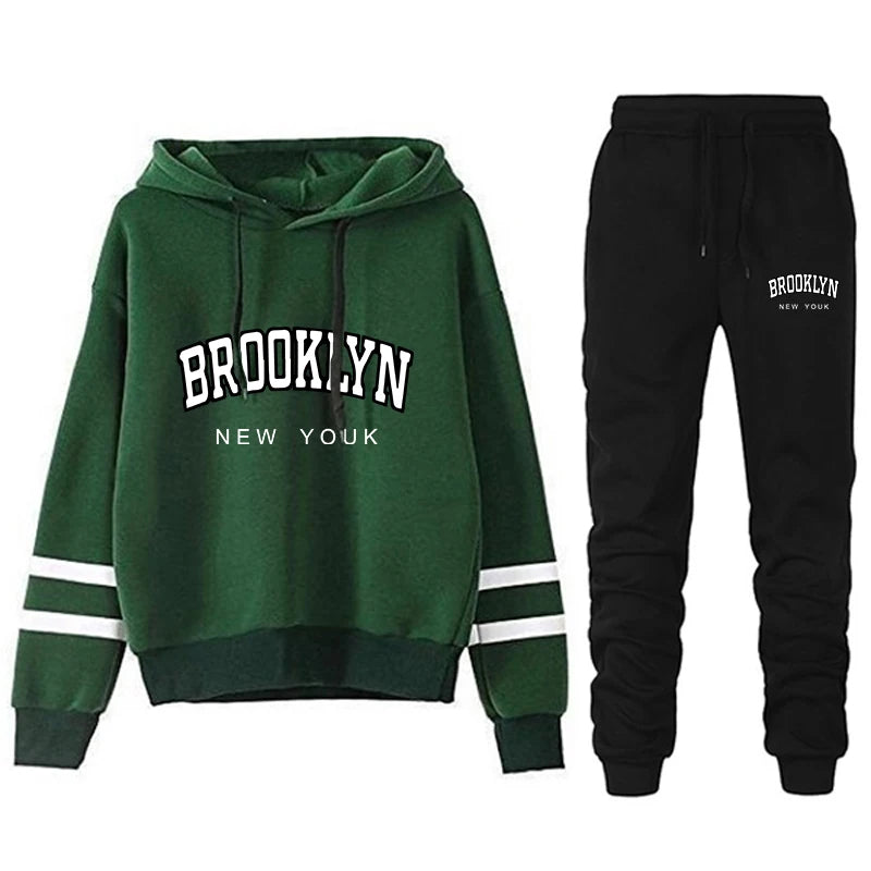 Quality Autumn Winter Tracksuit Stripe Sweatshirts Fashion Jogging Hooded Casual Outdoors Sports Comfort Daily Sweatpants