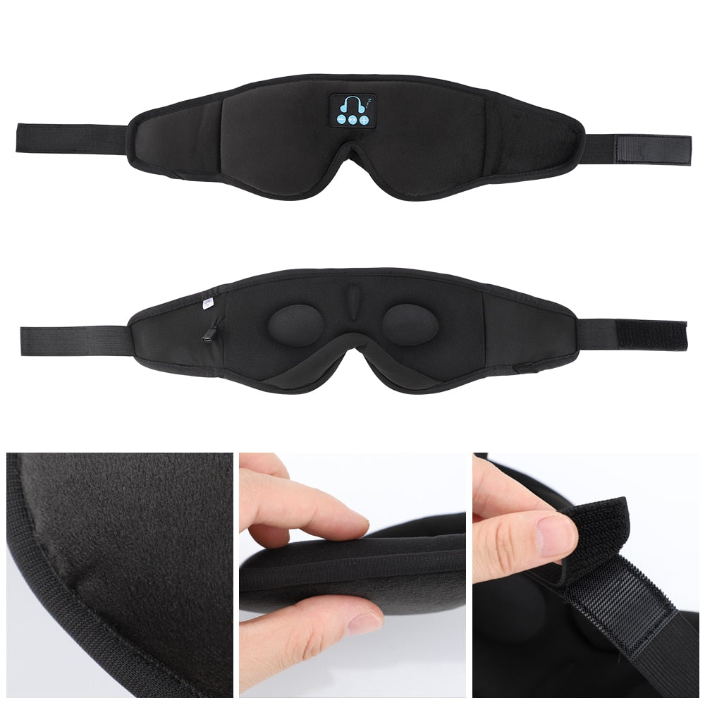 New 3D wireless music headphone sleep breathable smart eye mask Bluetooth headset call with mic