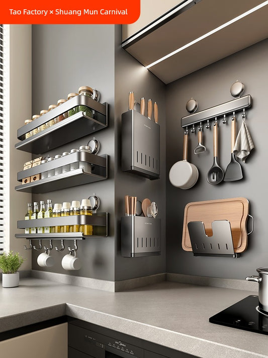 Drill-Free Suction Rack Wall-Mounted For Kitchen