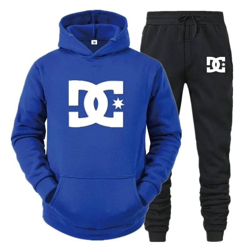 Sweatshirt Hoodie printed stand up collar hooded jacket and casual pants two-piece set