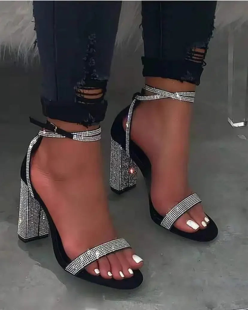 Sandals Rhinestone Sexy Transparent Heels