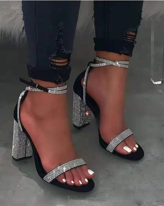 Sandals Rhinestone Sexy Transparent Heels