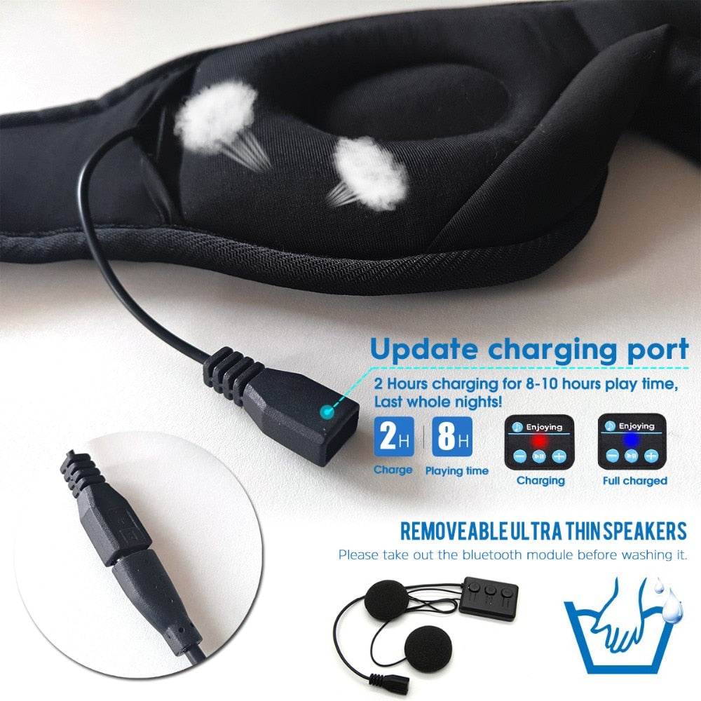 New 3D wireless music headphone sleep breathable smart eye mask Bluetooth headset call with mic