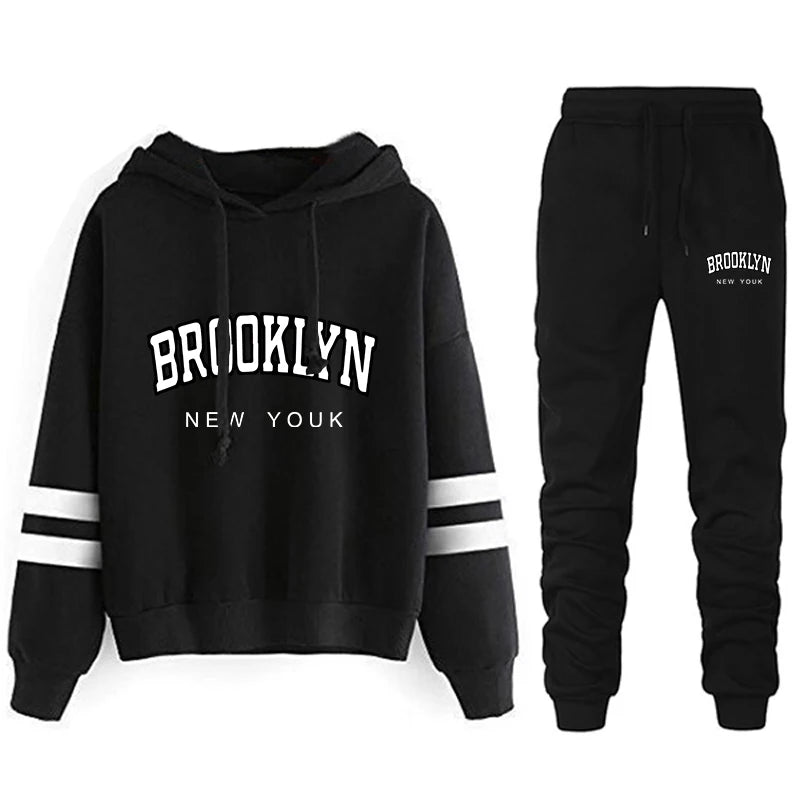 Quality Autumn Winter Tracksuit Stripe Sweatshirts Fashion Jogging Hooded Casual Outdoors Sports Comfort Daily Sweatpants