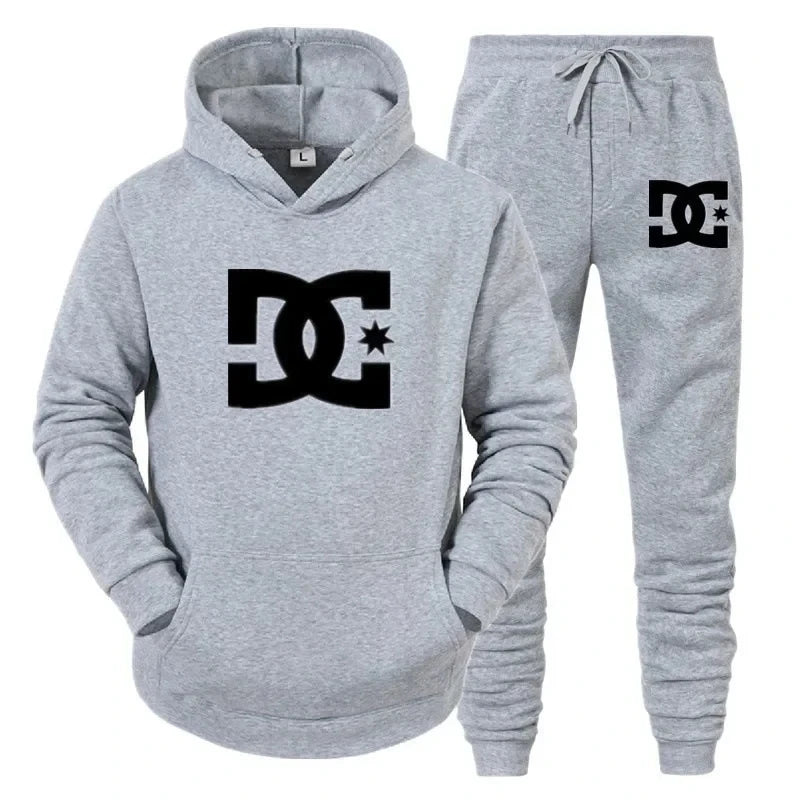 Sweatshirt Hoodie printed stand up collar hooded jacket and casual pants two-piece set
