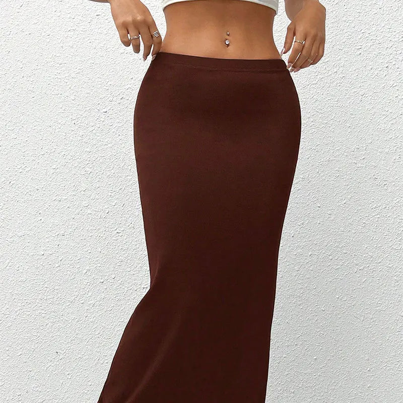 Skirt Summer Solid New Streetwear Fashion Casual Slim Versatile Female Straight Skirt Elegant Simple Knitted Skirt