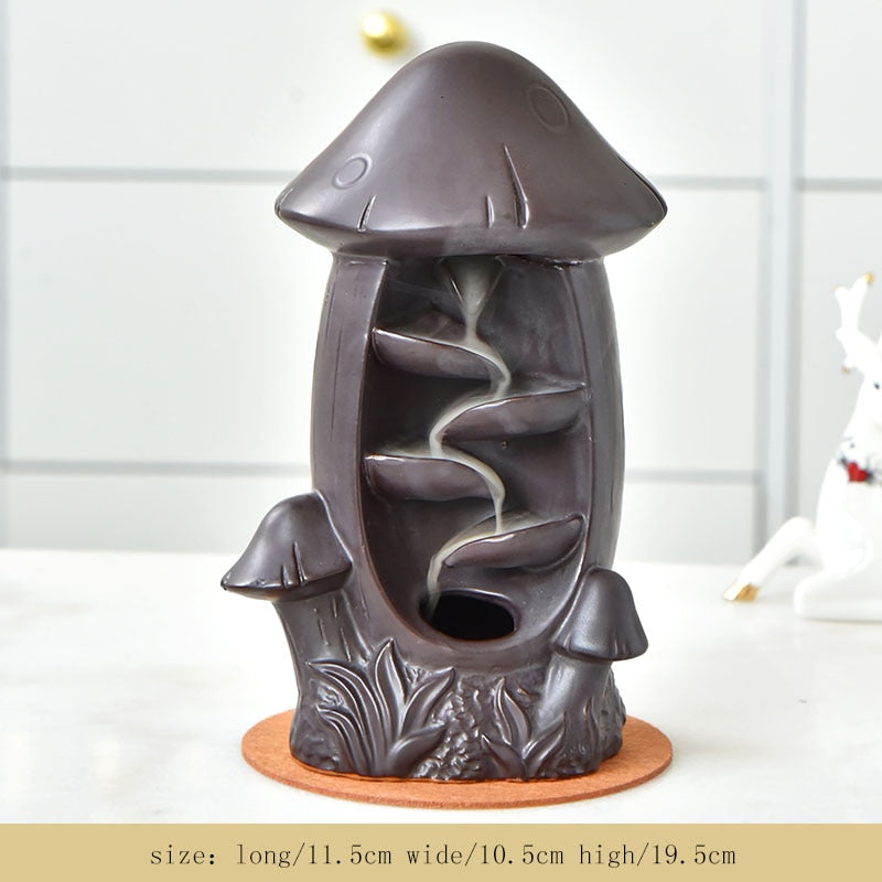 7-Color Change Incense Burner Handmade Ceramic Dragon Backflow Incense Burner Creative Smoke Waterfall Incense Holder Censer