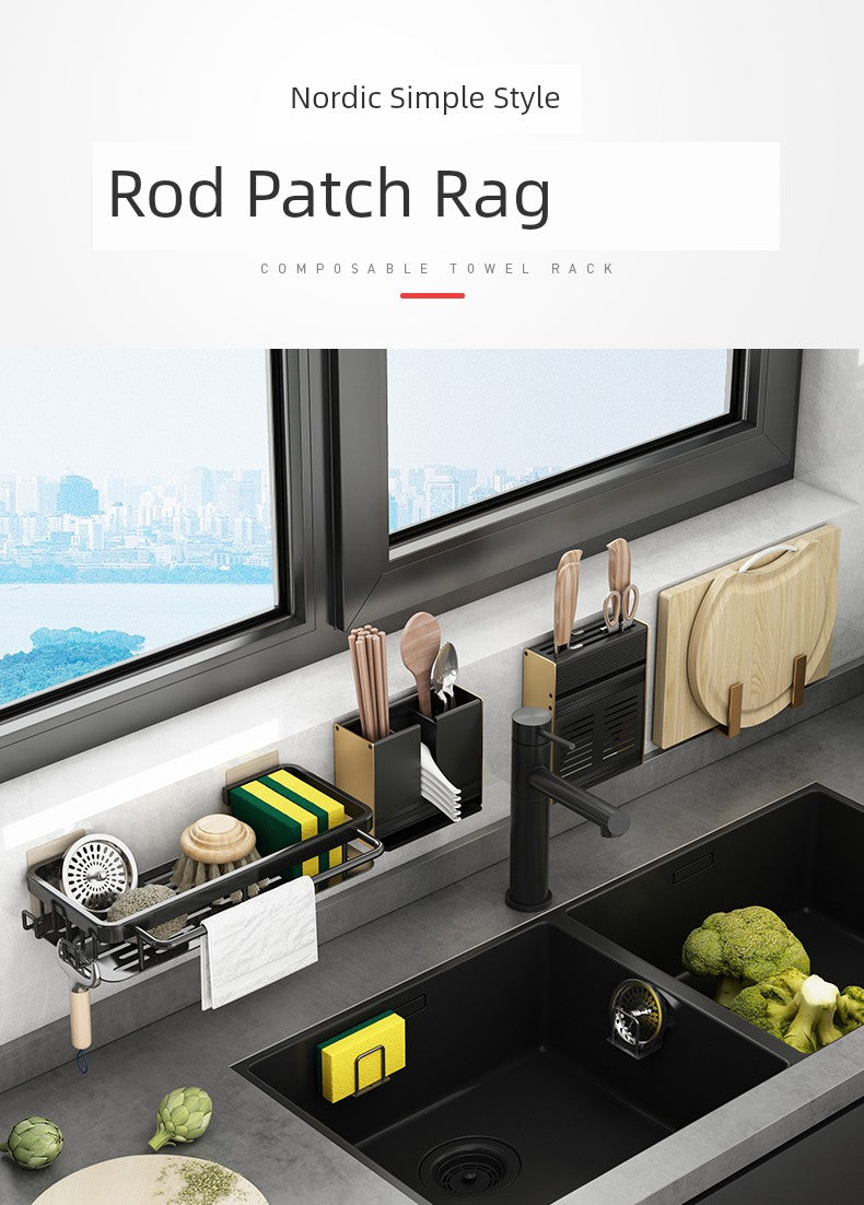 Punch-Free Storage Rack Wall-Mounted Tool for Kitchen Bathroom storage