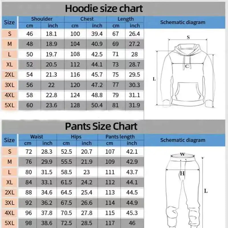 Sweatshirt Hoodie printed stand up collar hooded jacket and casual pants two-piece set