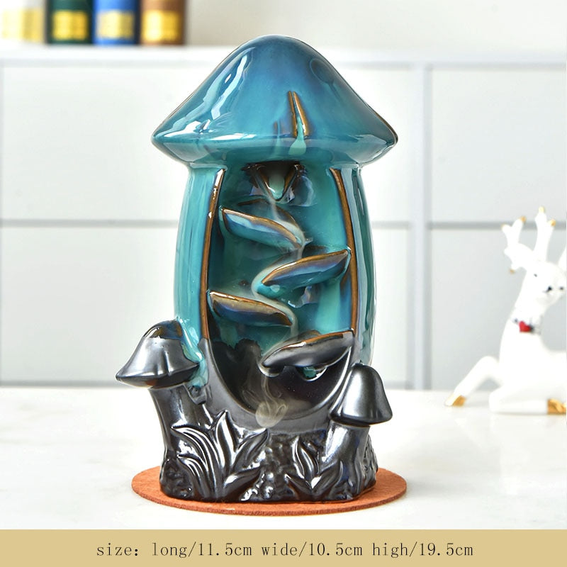 7-Color Change Incense Burner Handmade Ceramic Dragon Backflow Incense Burner Creative Smoke Waterfall Incense Holder Censer