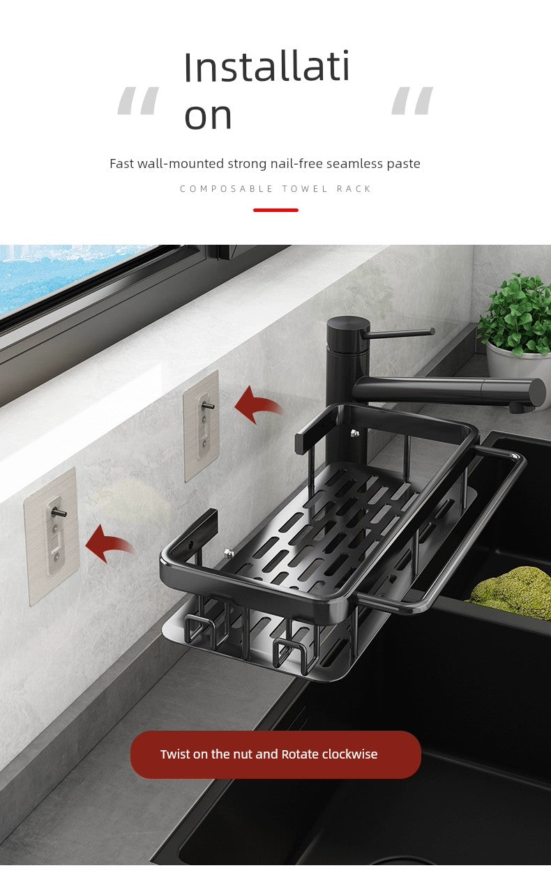 Punch-Free Storage Rack Wall-Mounted Tool for Kitchen Bathroom storage