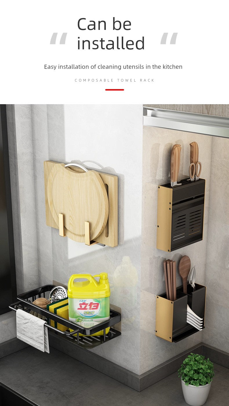 Punch-Free Storage Rack Wall-Mounted Tool for Kitchen Bathroom storage