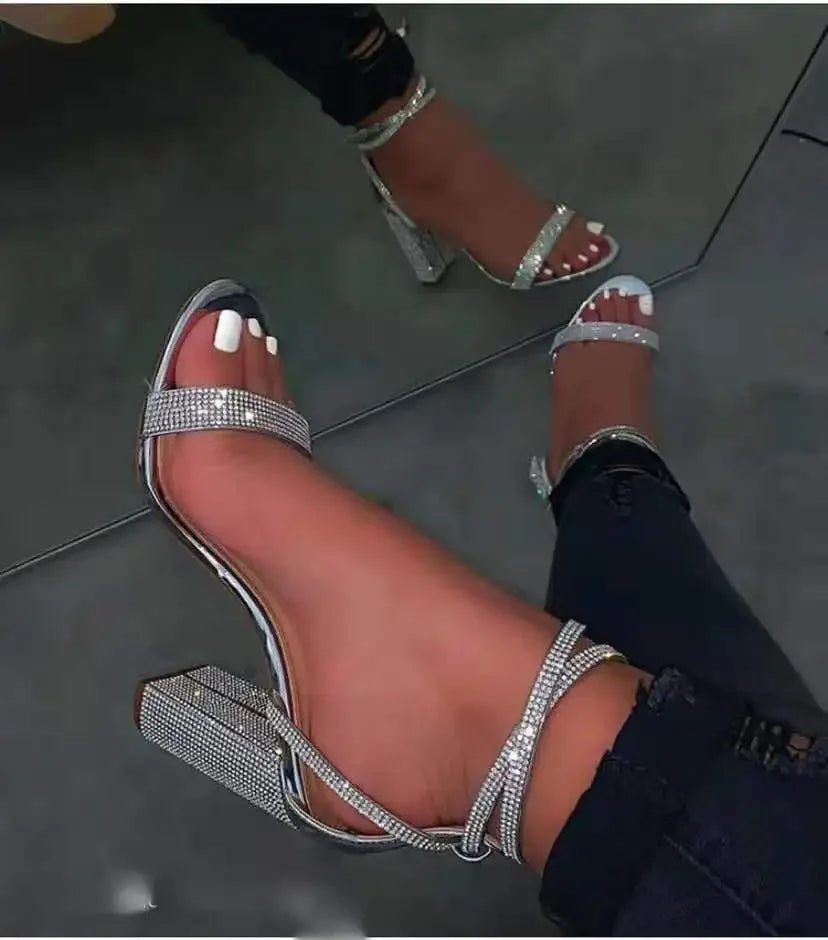 Sandals Rhinestone Sexy Transparent Heels