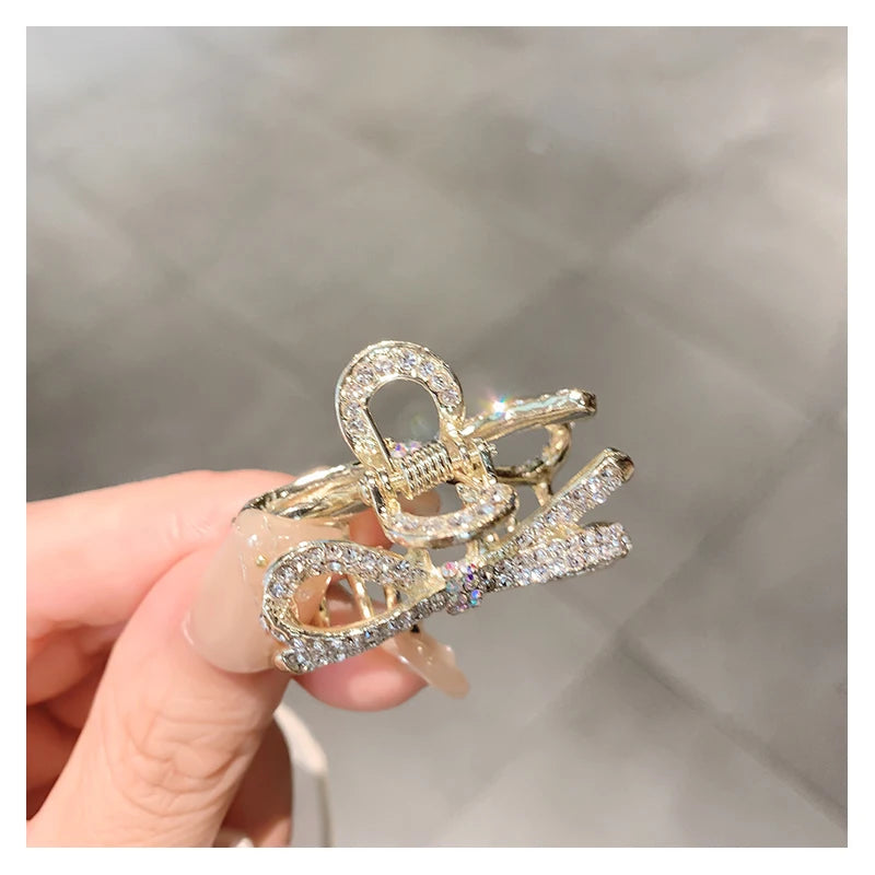Alloy Rhinestone Grab Clip Shining Rhinestone Ponytail Clip Hairpin Headdress Jewelry Decoration
