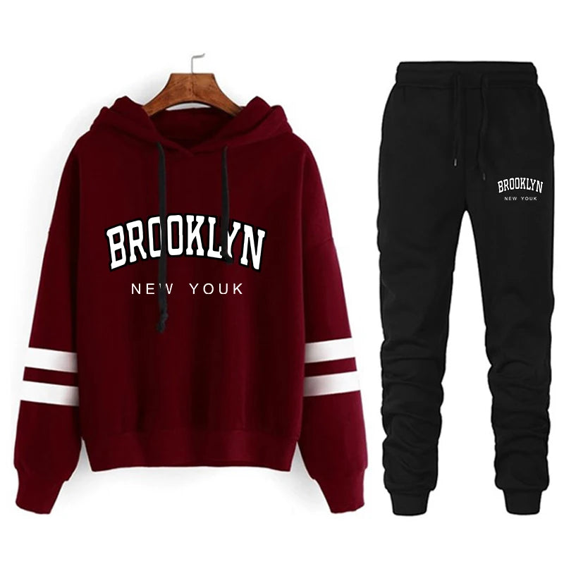 Quality Autumn Winter Tracksuit Stripe Sweatshirts Fashion Jogging Hooded Casual Outdoors Sports Comfort Daily Sweatpants