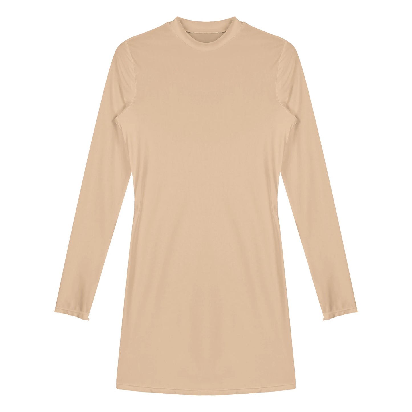 Bodycon Dress Smooth Stretchy Tight Party Dress Glossy Long Sleeve Dress Clubwear