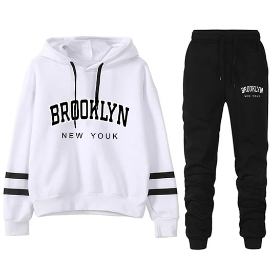 Quality Autumn Winter Tracksuit Stripe Sweatshirts Fashion Jogging Hooded Casual Outdoors Sports Comfort Daily Sweatpants