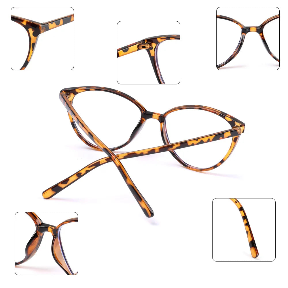 Anti Blue Light Computer Reading Glasses Fashion Round Frame Eyeglasses High Definition Eyewear