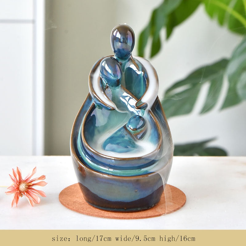 7-Color Change Incense Burner Handmade Ceramic Dragon Backflow Incense Burner Creative Smoke Waterfall Incense Holder Censer