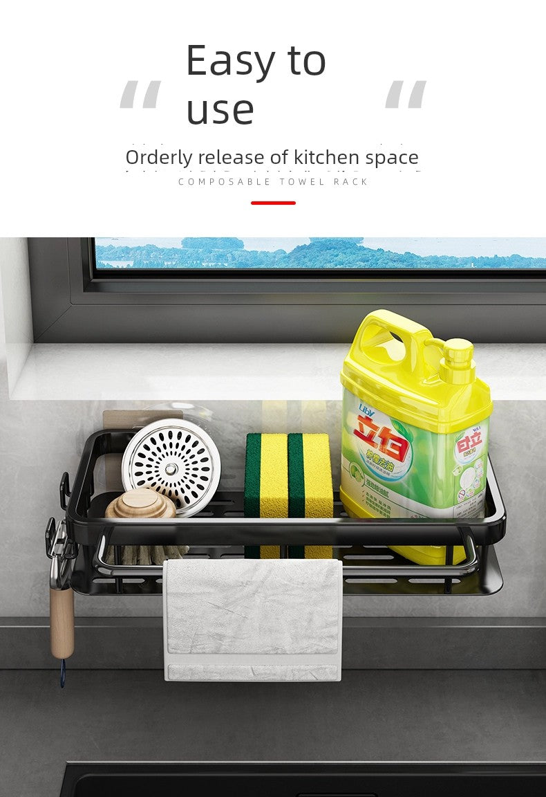 Punch-Free Storage Rack Wall-Mounted Tool for Kitchen Bathroom storage