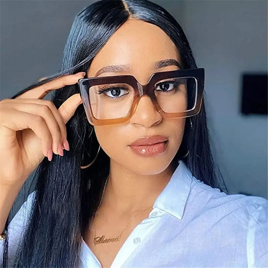 Oversized Square Glasses Frames Transparent New Fashion Black Optical Lenses Eyeglasses Luxury Big Eyewear
