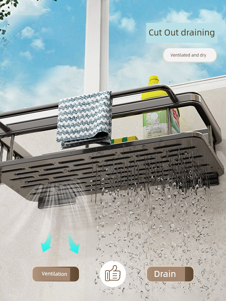 Punch-Free Storage Rack Wall-Mounted Tool for Kitchen Bathroom storage