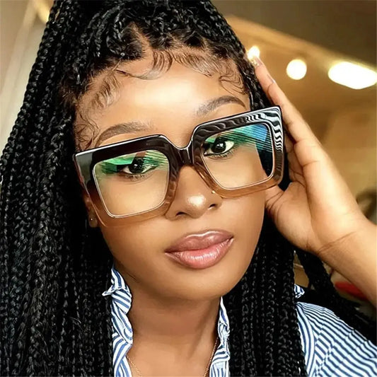 Oversized Square Glasses Frames Transparent New Fashion Black Optical Lenses Eyeglasses Luxury Big Eyewear