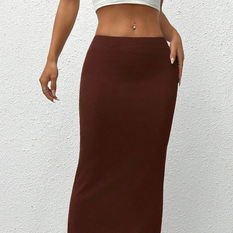 Skirt Summer Solid New Streetwear Fashion Casual Slim Versatile Female Straight Skirt Elegant Simple Knitted Skirt