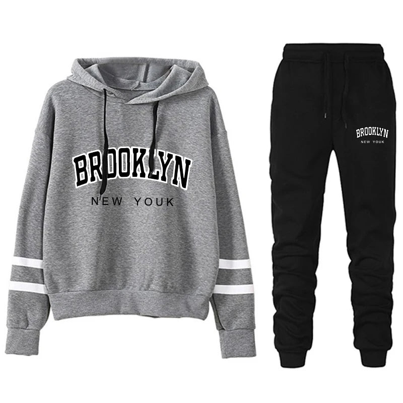 Quality Autumn Winter Tracksuit Stripe Sweatshirts Fashion Jogging Hooded Casual Outdoors Sports Comfort Daily Sweatpants