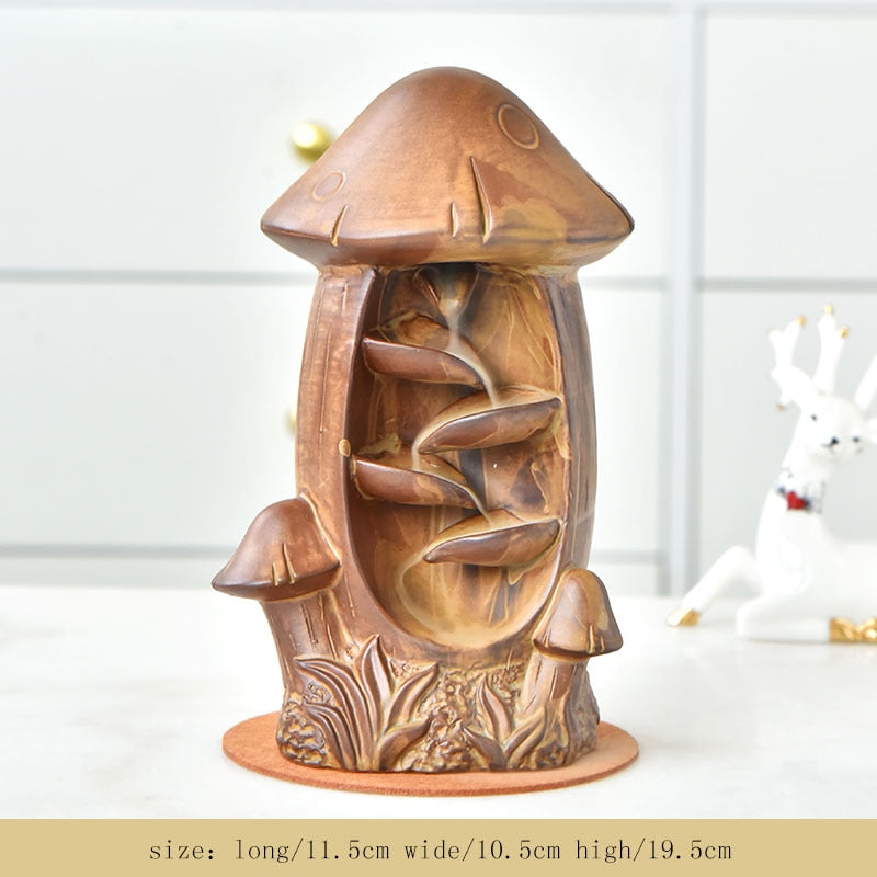 7-Color Change Incense Burner Handmade Ceramic Dragon Backflow Incense Burner Creative Smoke Waterfall Incense Holder Censer