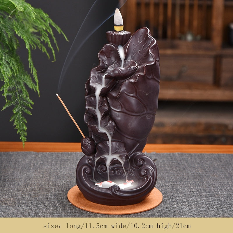 7-Color Change Incense Burner Handmade Ceramic Dragon Backflow Incense Burner Creative Smoke Waterfall Incense Holder Censer