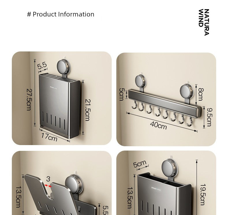 Drill-Free Suction Rack Wall-Mounted For Kitchen