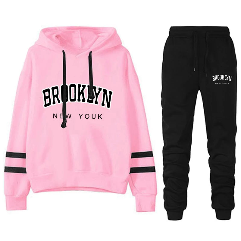 Quality Autumn Winter Tracksuit Stripe Sweatshirts Fashion Jogging Hooded Casual Outdoors Sports Comfort Daily Sweatpants