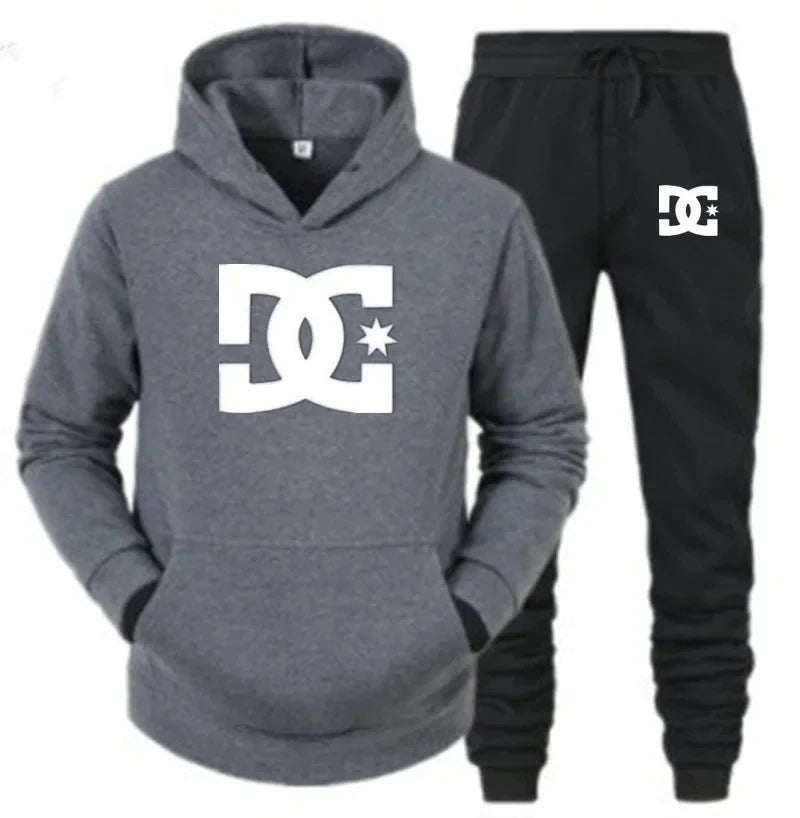 Sweatshirt Hoodie printed stand up collar hooded jacket and casual pants two-piece set