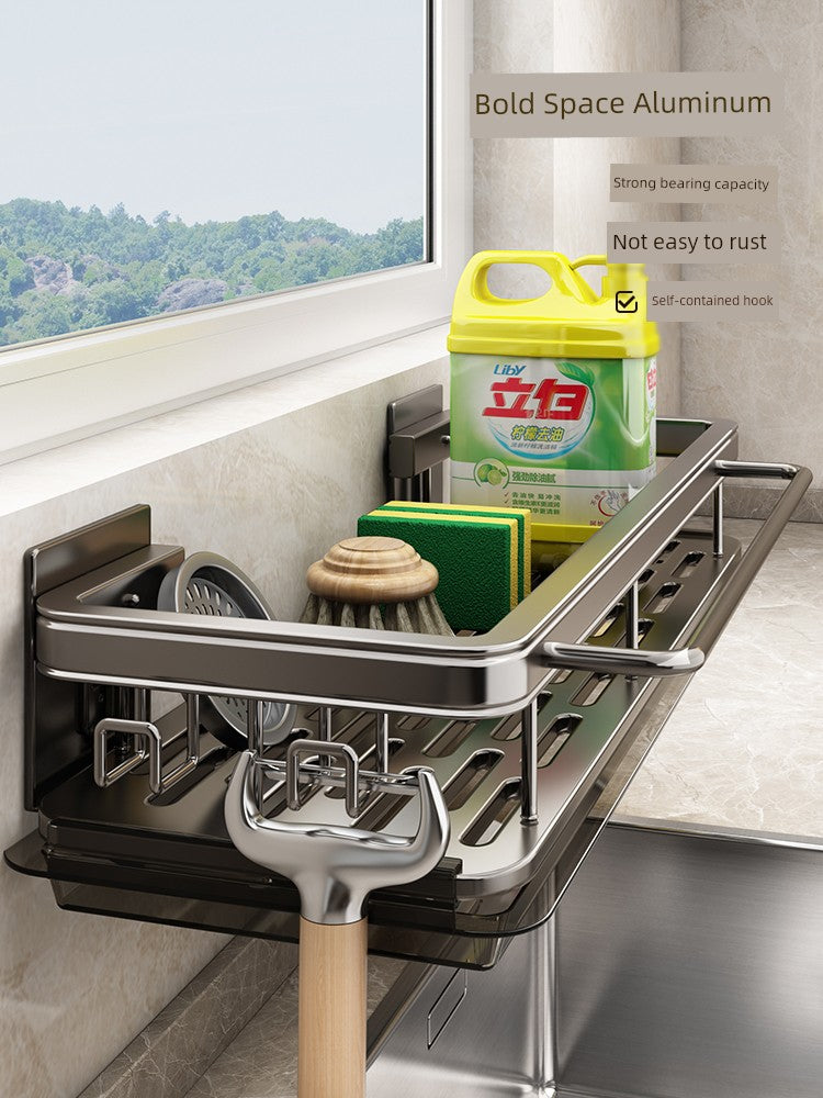 Punch-Free Storage Rack Wall-Mounted Tool for Kitchen Bathroom storage