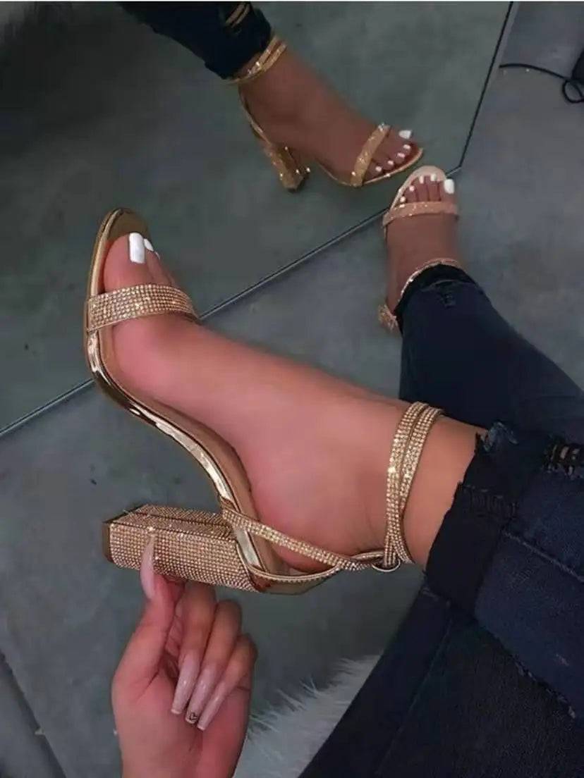 Sandals Rhinestone Sexy Transparent Heels