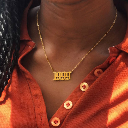Birth Year Necklace For Stainless Steel Gold Color Year Number Pendant Necklaces