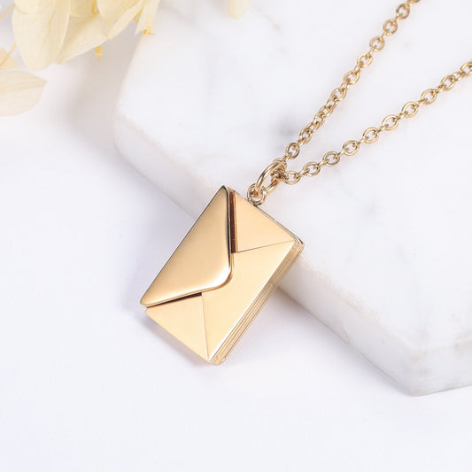 Love Letter Envelope Pendant Necklace Customized Stainless Steel Jewelry