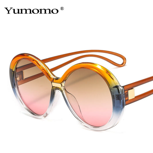 Fashion Oversized Round Sunglasses Vintage Colorful Oval Lens Eyewear Popular