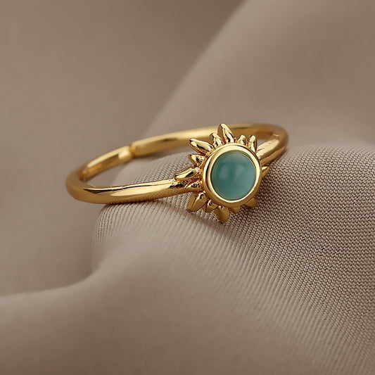 Vintage Opal Rings Stainless Steel Sun Rings Moonstone Ring Accessories Jewelry