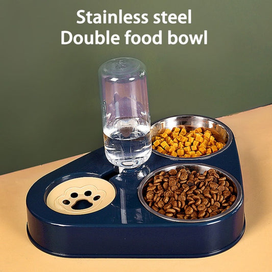 Dog Bowl Cat Feeder Bowl With Dog Water Bottle Automatic Drinking Pet Bowl Cat Food Bowl Pet Stainless Steel